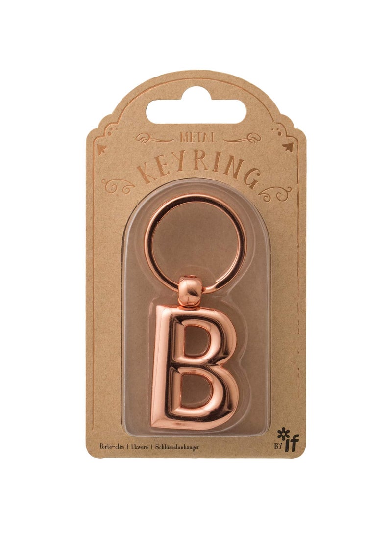 IF Metal Letter Keyring Personalised Alphabet Letters - Rose Gold - B